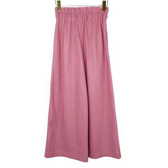 Express Super High Waisted Faux Leather Cropped Wide Leg Pants Pink Pants XS - Picture 9 of 11